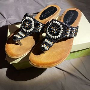 Size 7 1/2-8 Patrizia Thong Multi-Colored Beaded Sandals